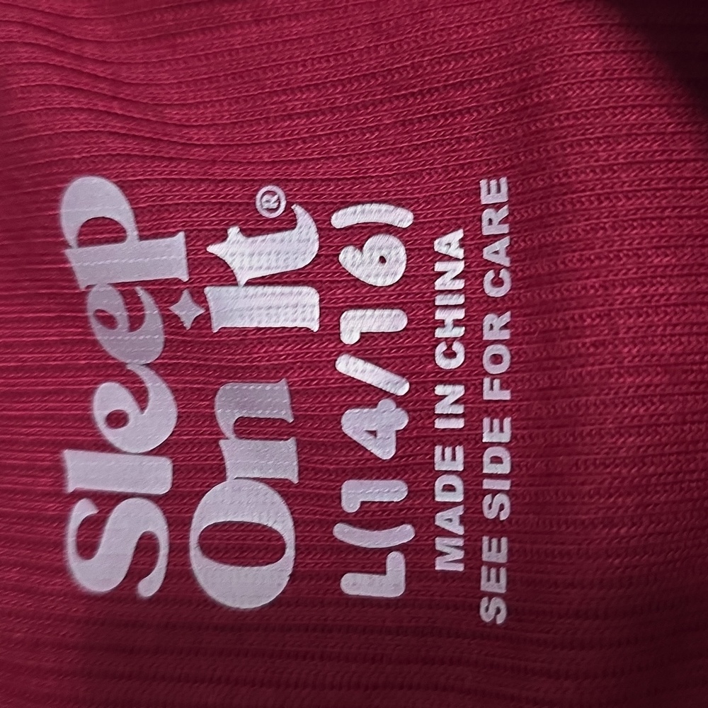 NWT Kids Sleep On It Burgundy Long Sleeve Sleep Shirt- Size Large (14/16) - Picture 2 of 4